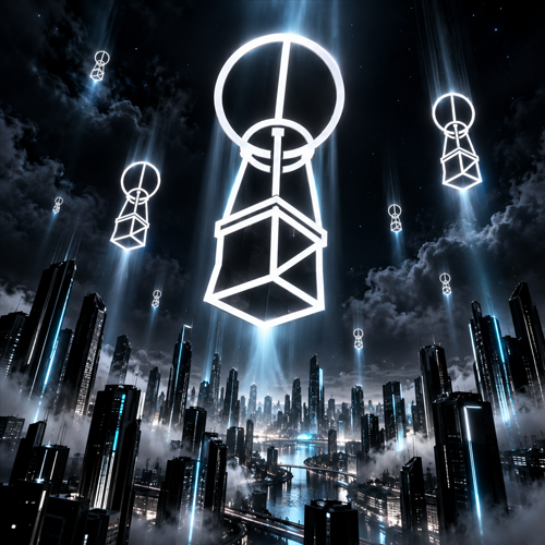 Paidrop parachutes dropping over a night city